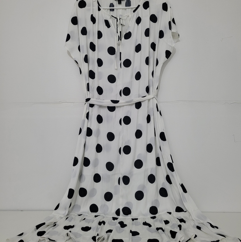 Banana Republic Factory Women's Size Medium White and Black Polkadot Maxi Dress!